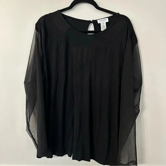 Carmen Marc Valvo Women's Black Lace/Sheer Arms and Chest Details Size 2X GUC - Picture 2 of 7
